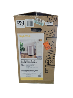 StyleWell SW 13 gal. Stainless Steel Step-On Trash Can D-Shaped STY-SOT-50-3