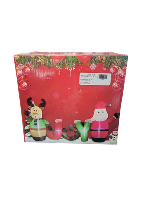 Santa and Reindeer Joy Inflatable Christmas Display