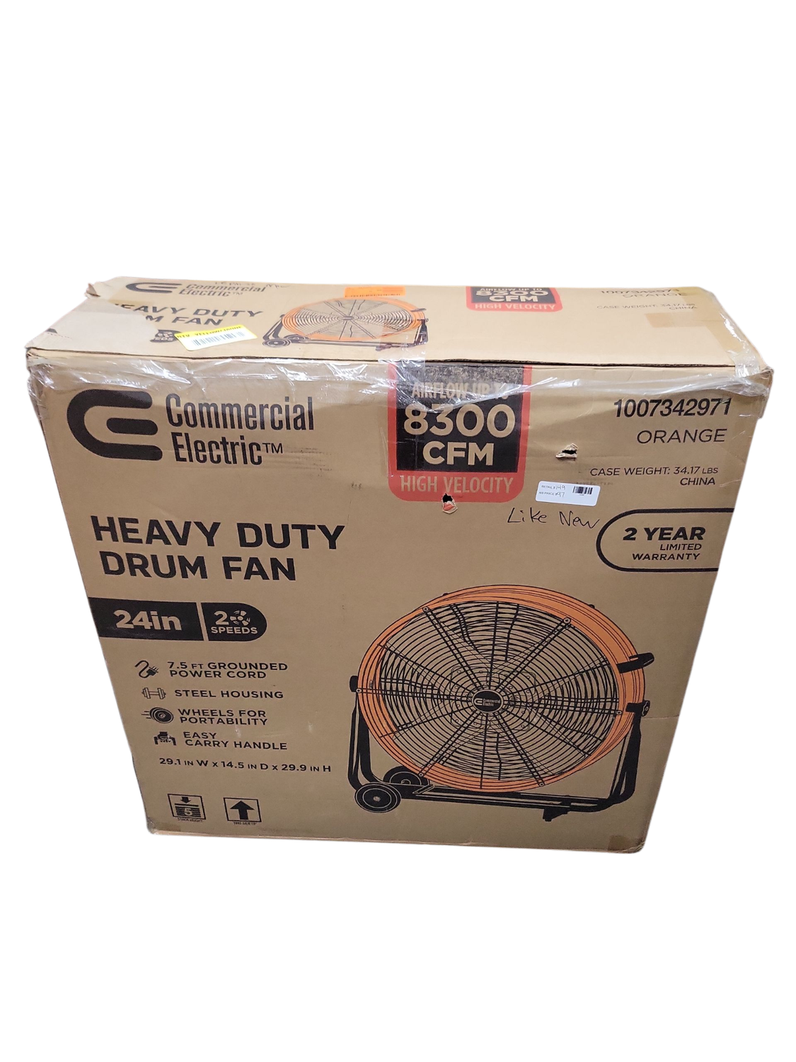 Commercial Electric 24 in. 2-Speed Heavy Duty Tilt Drum Fan SFDC6-600CT0-4 .