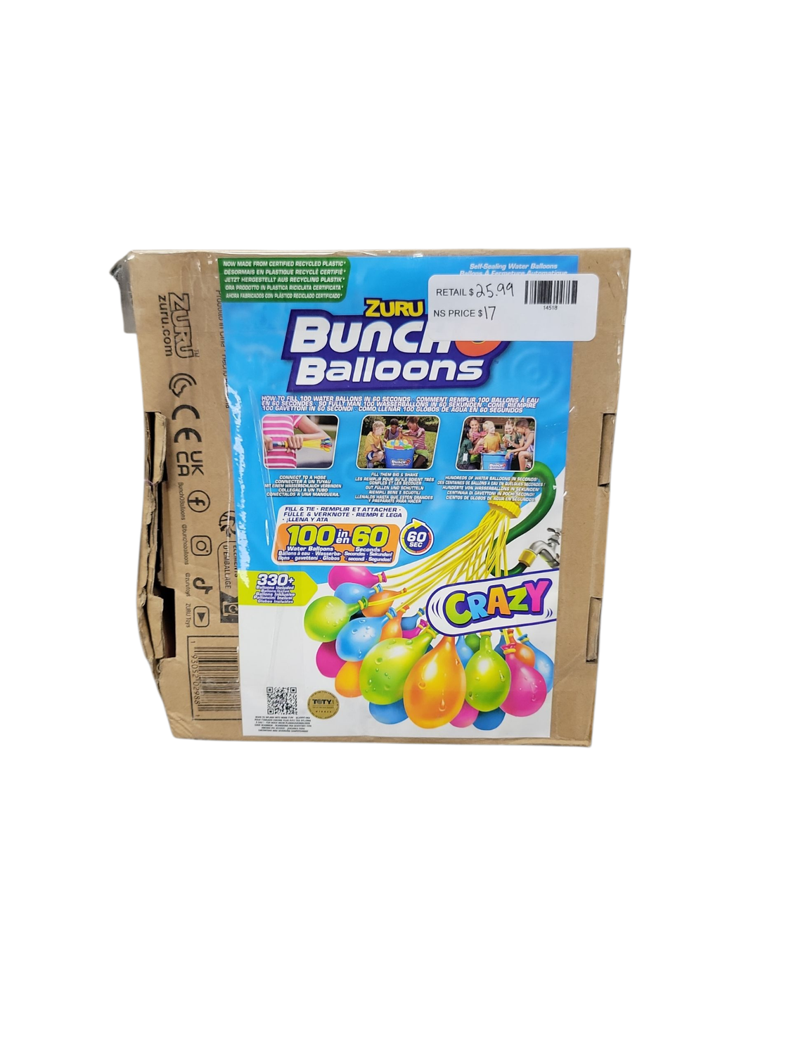 ZURU BUNCH O BALLOONS - 350 Rapid-Fill Crazy Color Water Balloons (10 Pack) Amazon Exclusive