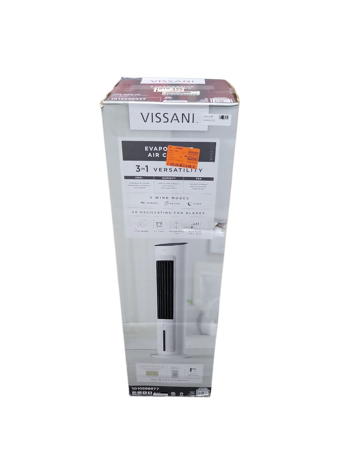Vissani 1 Gal. 210 CFM 3-Speed Digital Tower Portable Evaporative Cooler with Remote Control Up to 215 sq. ft. AC100-22JRL   .