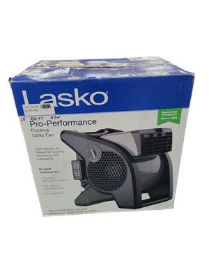 Lasko Pivoting 11.2 in. 3 Speed High Velocity Blower Fan for Home, Job Site in Gray, 375 CFM, 2 120V Outlets, Circuit Breaker U15610 .