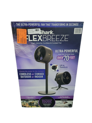 Shark FlexBreeze 13in. Portable 5 Fan Speeds Pedestal Fan in Dark Grey with Up to 24 hours of Cordless Runtime FA202 .
