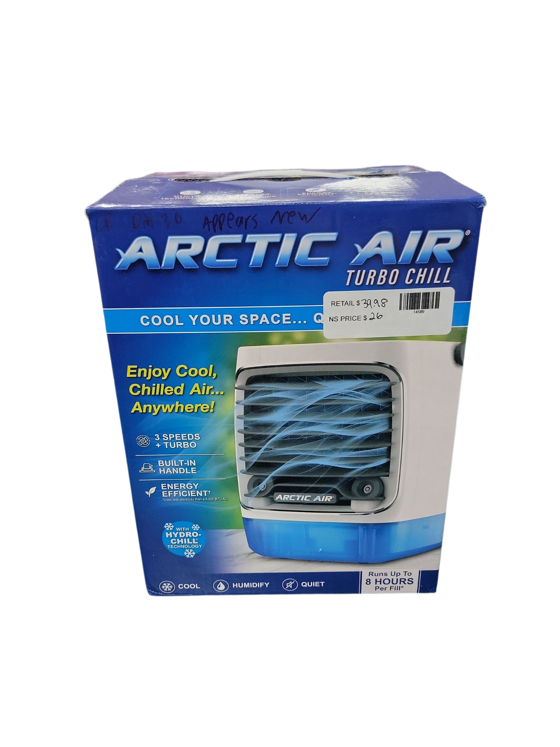 ARCTIC AIR Turbo Chill Desktop Evaporative Space Cooler with LED Nightlight AATC-PD27 .
