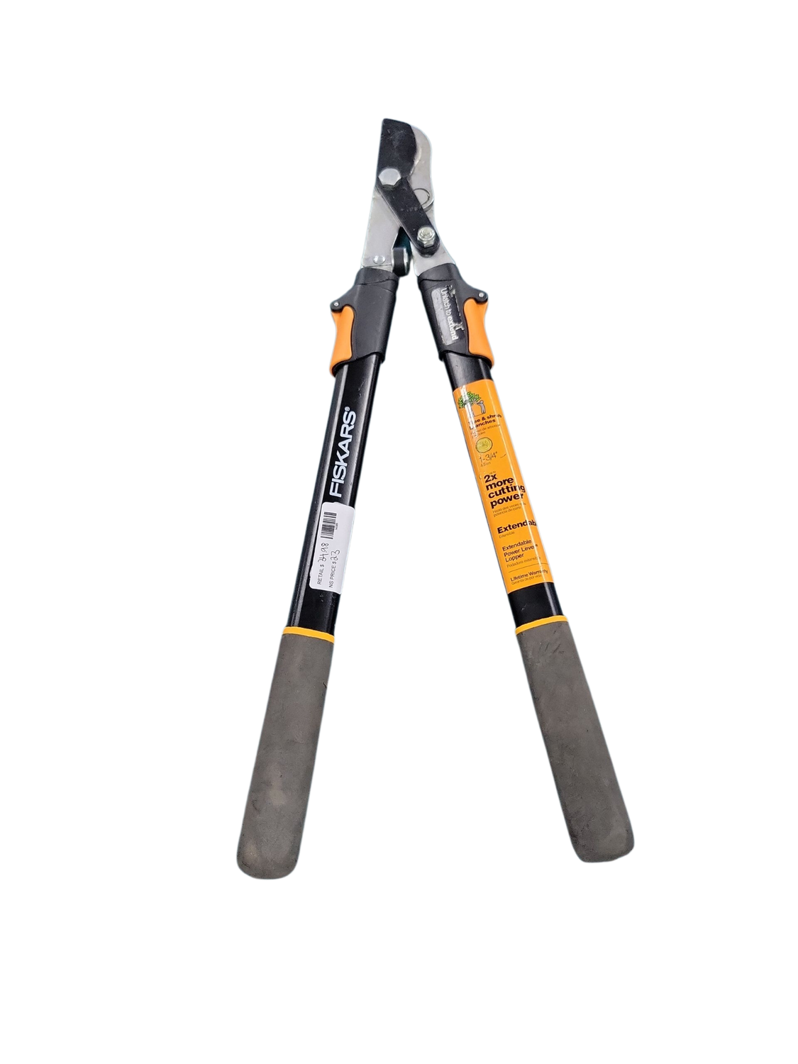 Fiskars 1-3/4 in. Cut Capacity Steel Blade, 25 in. - 37 in. Power-Lever Bypass Lopper with Extendable Handles 391681-1008