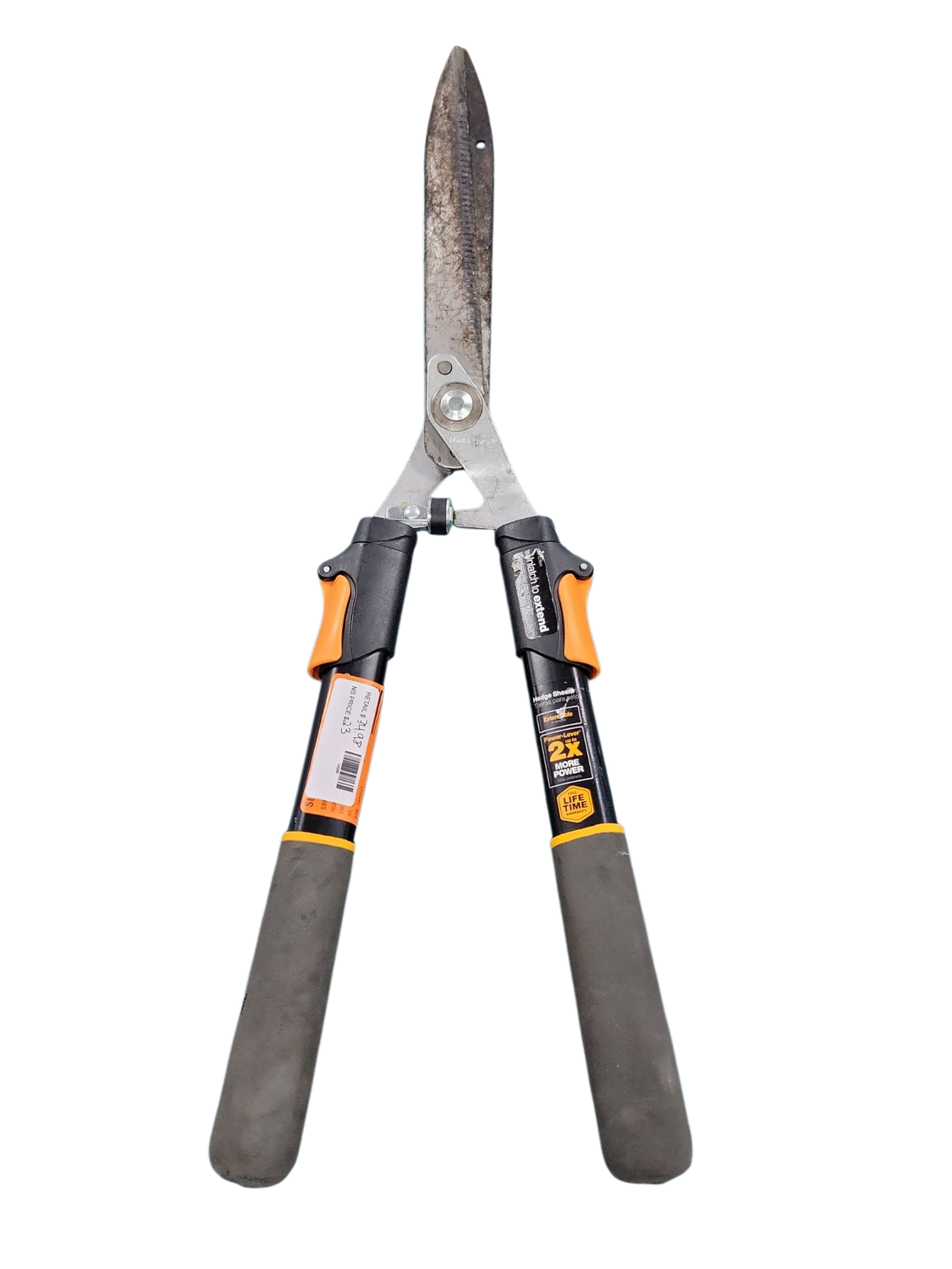 Fiskars 9 in. Power-Lever Steel Blade Telescoping Steel Handle Hedge Shears 391690-1009