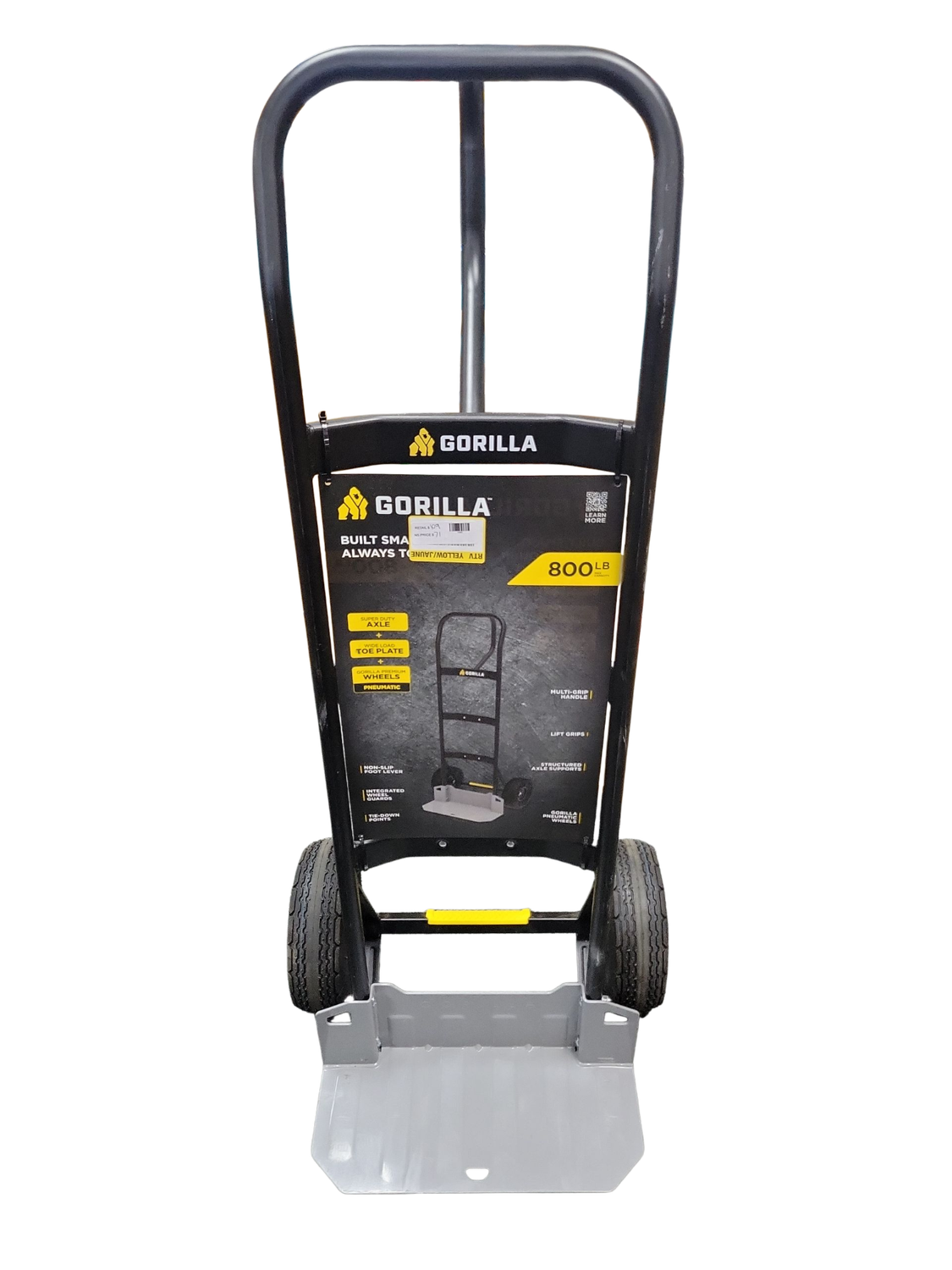 Gorilla 800 lbs. Capacity Steel Hand Truck with Multi-Grip Handle, Wideload Toe Plate, Super Duty Axle with Non-Slip Foot Lever GHS-8