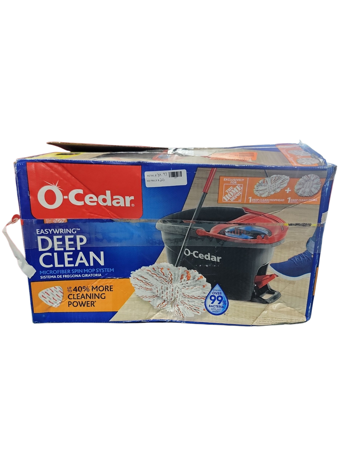 O-Cedar EasyWring Deep Clean Microfiber Spin Mop w/ Bucket System, 1 Machine Washable Mop Head Refill (The Home Depot Exclusive) 174713 .