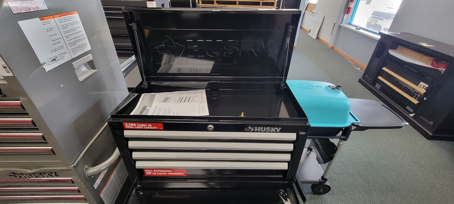 Husky 26 in. W x 12 in. D Standard Duty 4-Drawer Top Tool Chest in Gloss Black HKST98065BK .