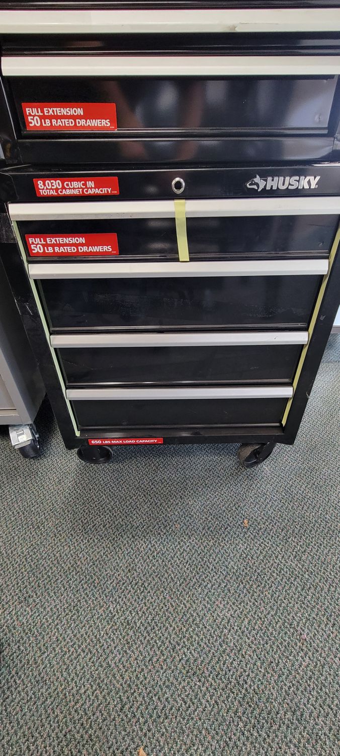Husky 26.5 in. W x 18 in. D Standard Duty 4-Drawer Rolling Tool Cabinet in Gloss Black HKST98066BK
