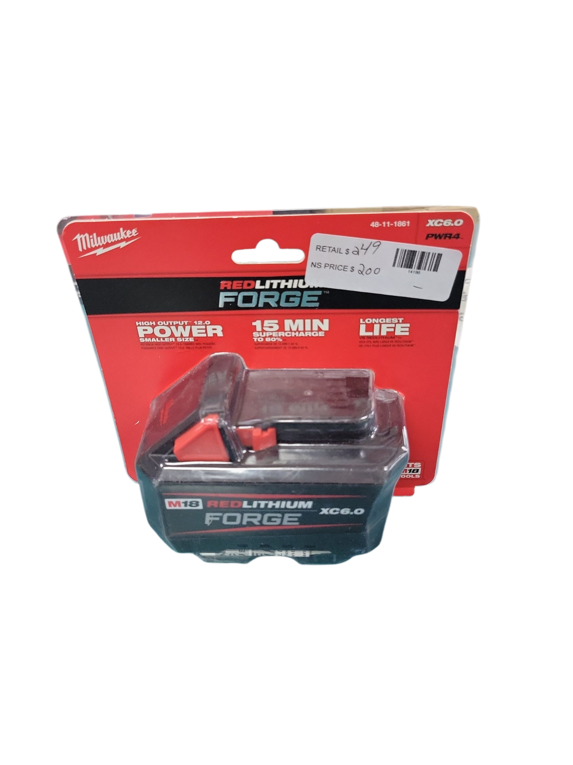 Milwaukee M18 18V Lithium-Ion REDLITHIUM FORGE 6.0 Ah Battery Pack 48-11-1861