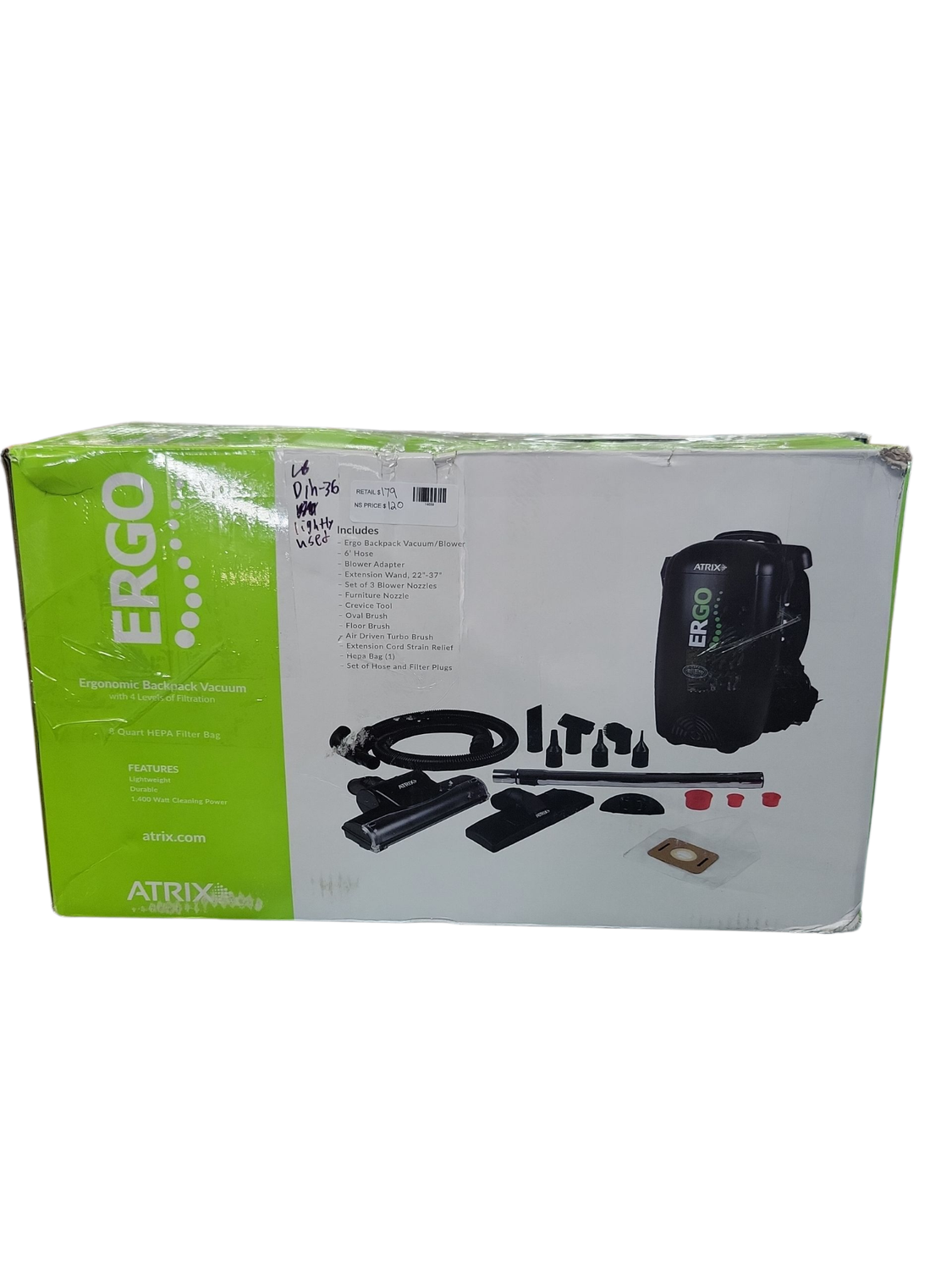 Atrix VACBP1 Ergo Backpack HEPA Vacuum/ Blower, 120V ATRVACBP1