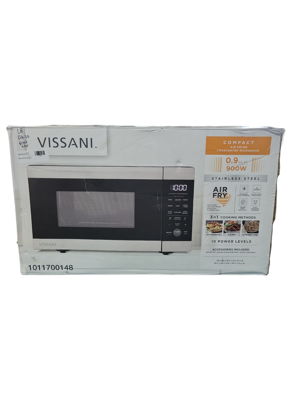 Vissani 19 in. 0.9 cu. ft. 900-Watt Countertop Microwave Oven in Stainless Steel with Convection and Air Fry VSCMAF09S2A09A
