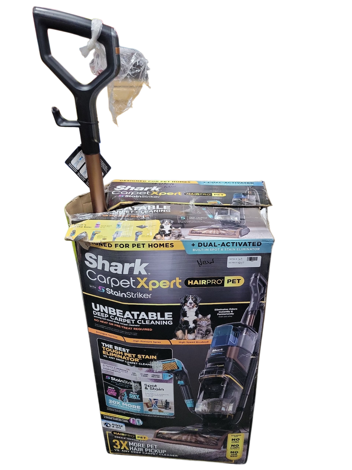 Shark Carpetxpert Hairpro Pet with StainStriker, Corded Deep Rug and Upholstery Upright Carpet Cleaner in Metallics EX301