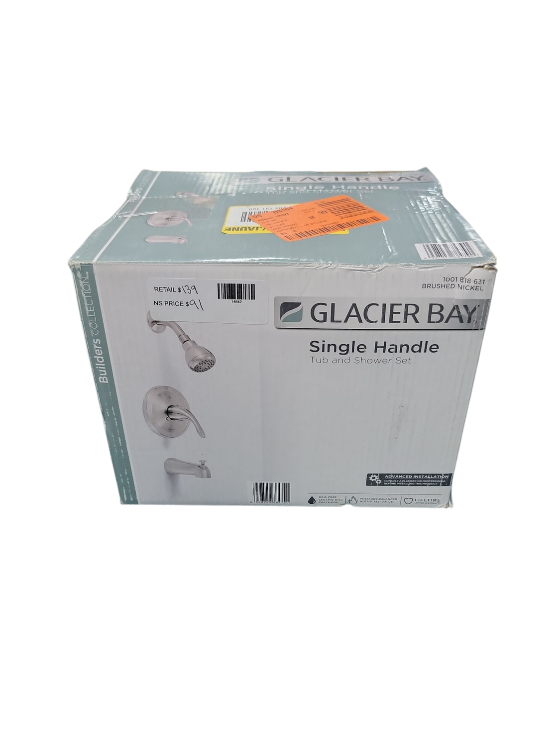 Glacier Bay Builders Single Handle 1-Spray Tub and Shower Faucet 1.8 GPM in Brushed Nickel (Valve Included) HD873X-0804