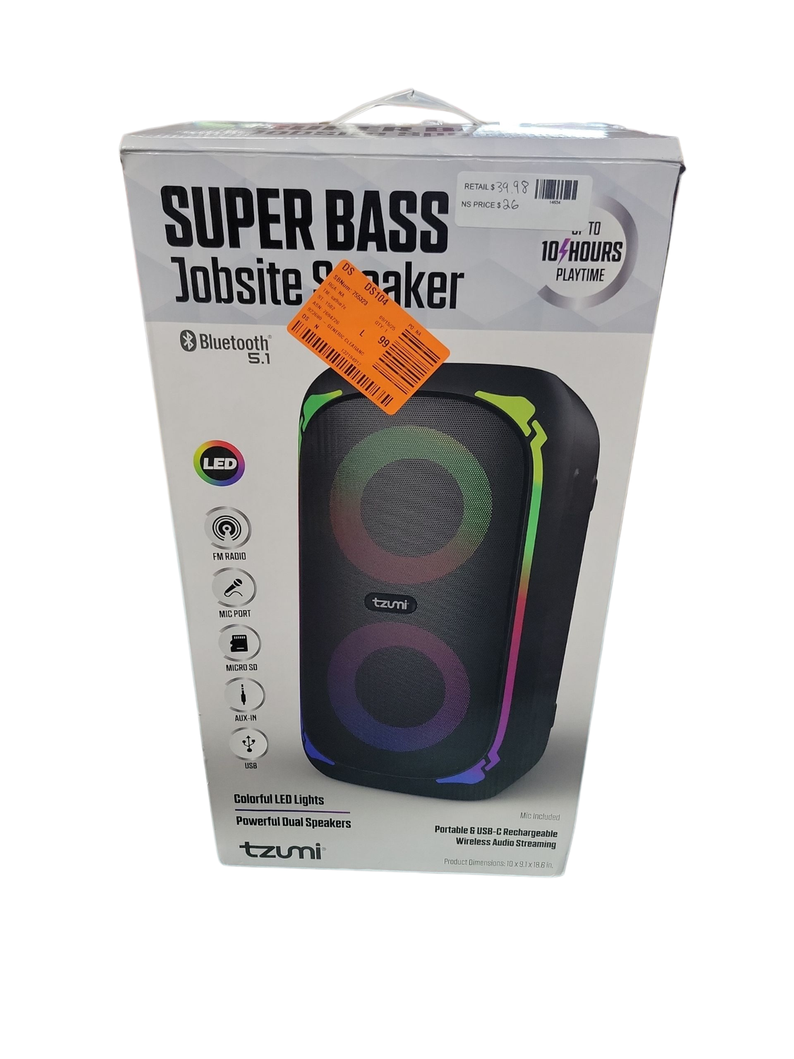 Tzumi Super Bass Jobsite Speaker 9525HD