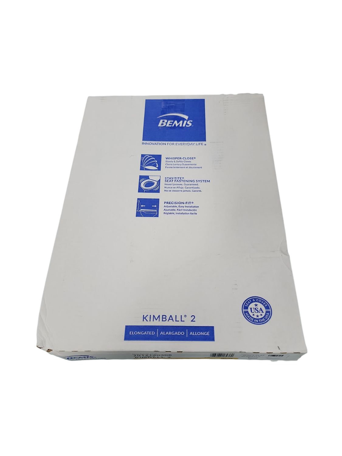 BEMIS Kimball 2 Elongated Soft-Close Never-Loosens Plastic Toilet Seat in White 1583SLP 000
