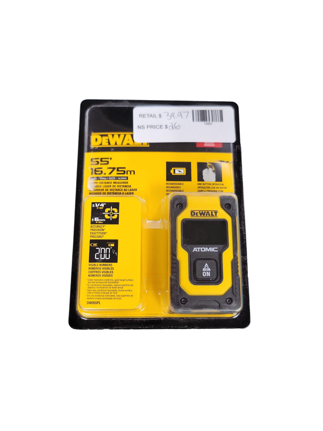 DEWALT 55 ft. Pocket Laser Distance Measurer DW055PL