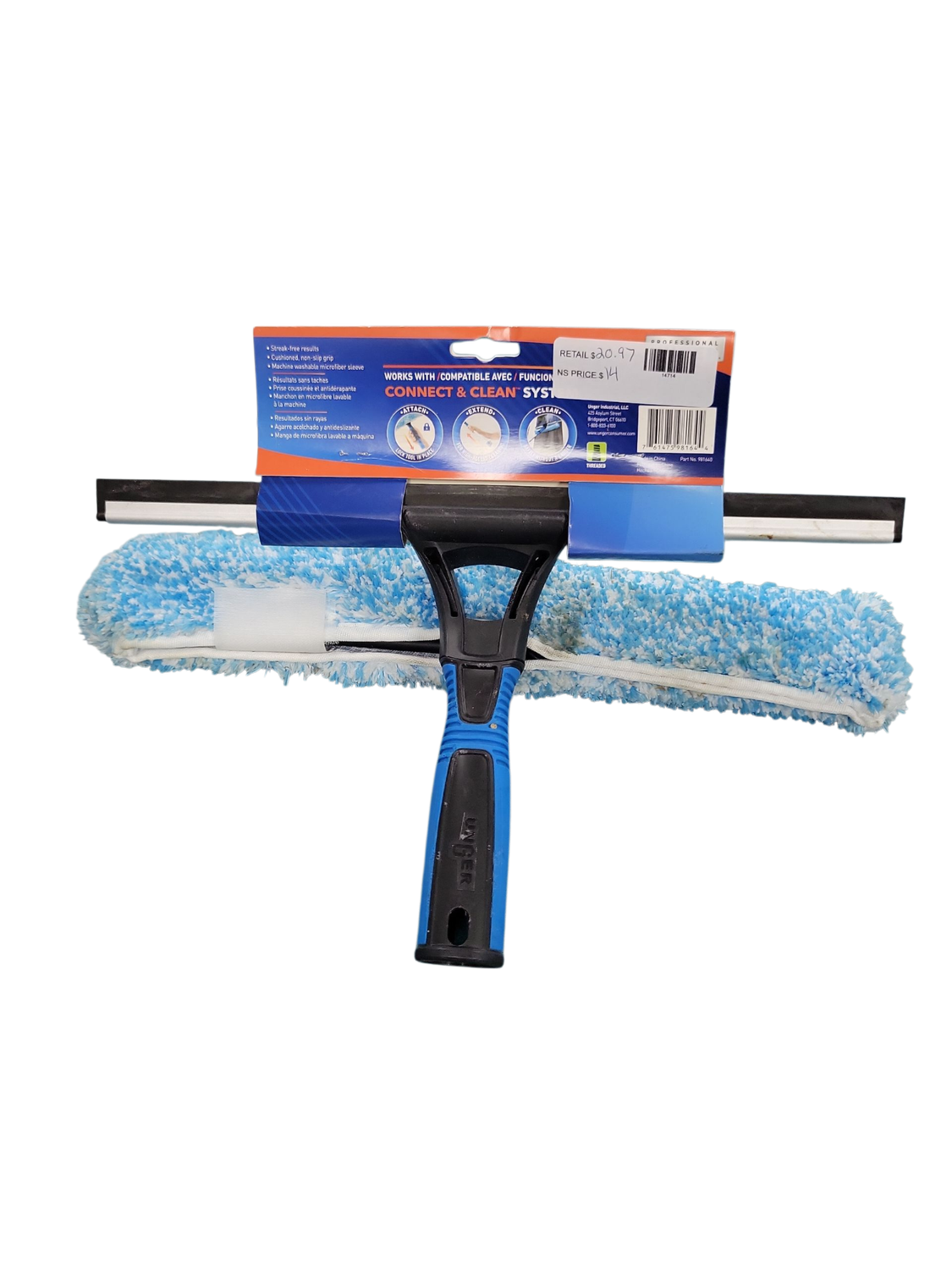 Unger 14 in. 2-in-1 Window Cleaner Squeegee &amp; Scrubber Combi 981640