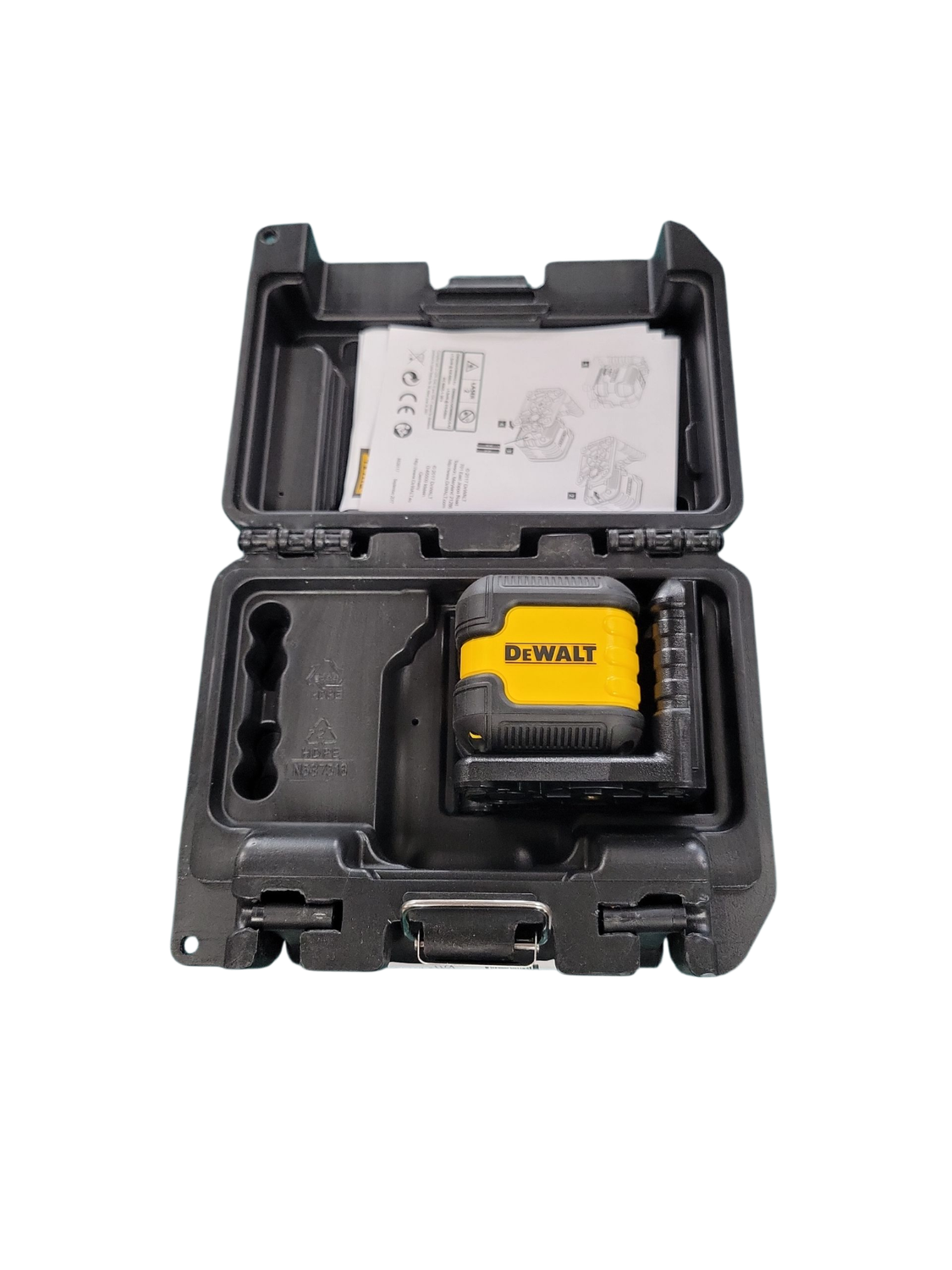 DEWALT 40 ft. Red Self-Leveling Cross Line Laser Level with (2) AA Batteries &amp; Case DW08802-QU