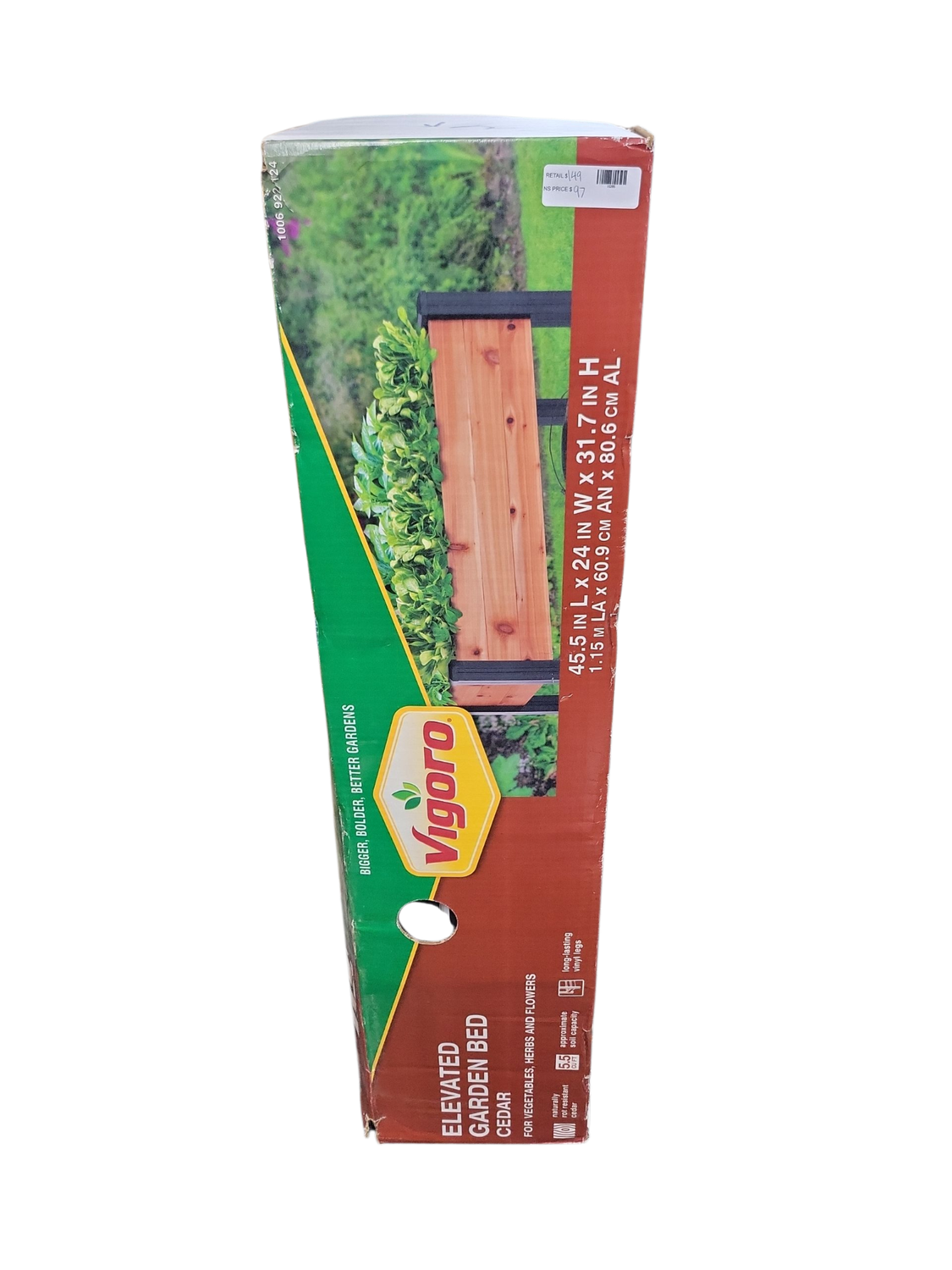 Vigoro 2 ft. x 4 ft. Elevated Cedar Garden Bed with Shelf (Vinyl Legs) 445190