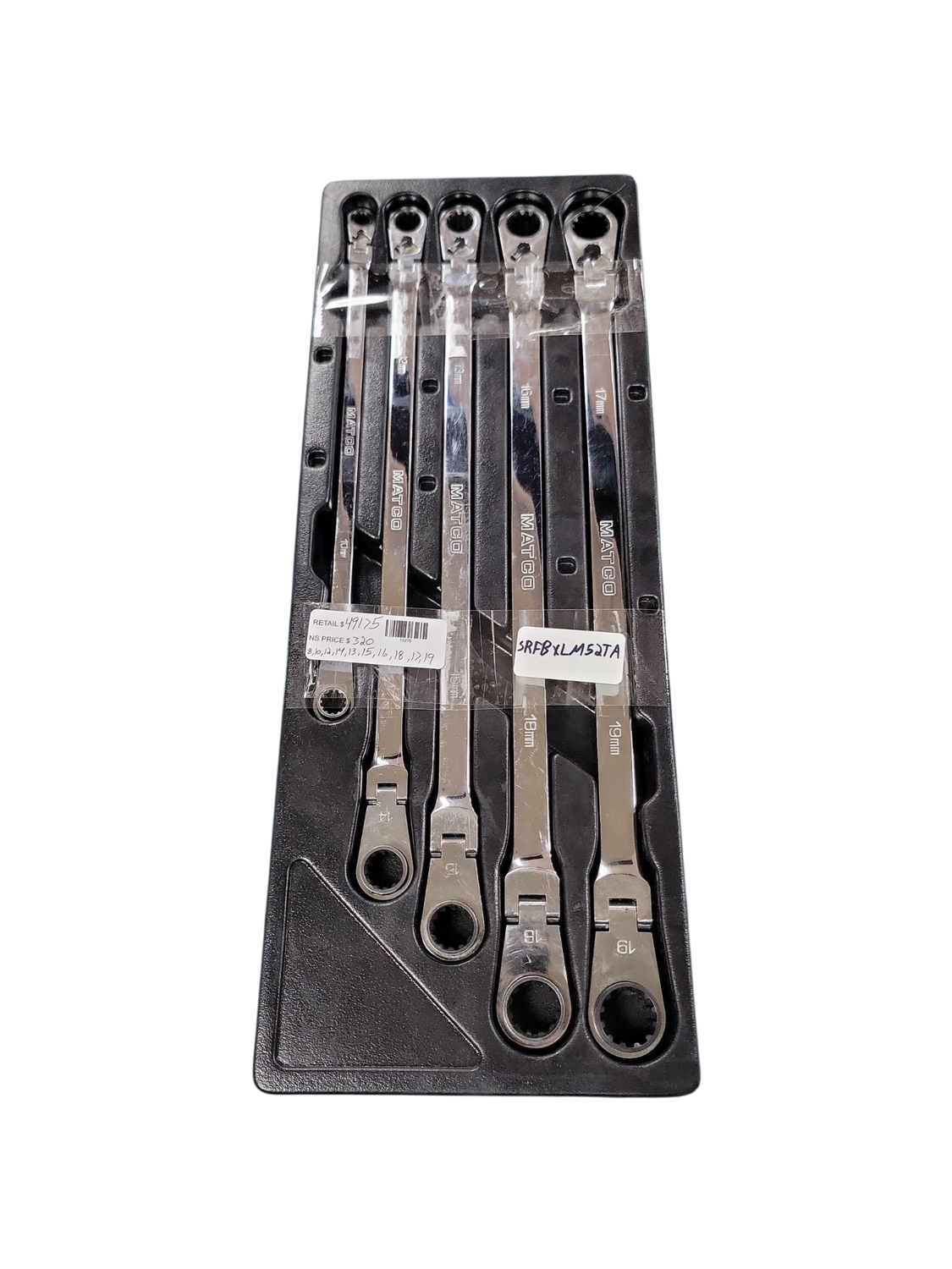 5 PIECE EXTRA LONG DOUBLE FLEX RATCHETING WRENCH SET SRFBXLM52TA