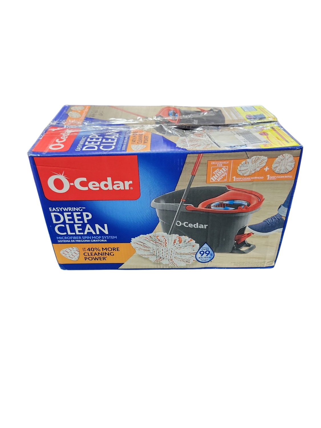O-Cedar EasyWring Deep Clean Microfiber Spin Mop w/ Bucket System, 1 Machine Washable Mop Head Refill (The Home Depot Exclusive) 174713  .