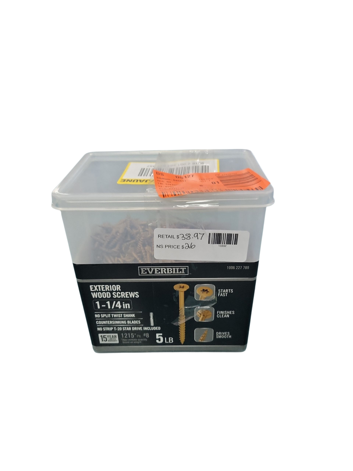Everbilt #8 x 1-1/4 in. Star Drive Flat Head Exterior Wood Screws 5 lbs.-Box (1215-Piece) 117351