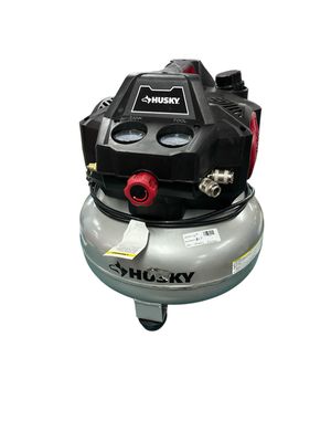 Husky 6 Gal. 150 PSI Portable Electric Oil-Free Quiet Jobsite Pancake Air Compressor with Aluminum Tank and 2-Quick Couplers 3310643