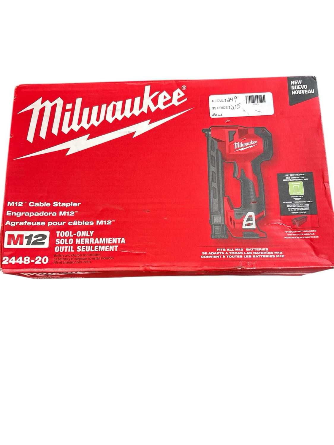 Milwaukee M12 12-Volt Lithium-Ion Cordless Cable Stapler (Tool-Only) 2448-20 .