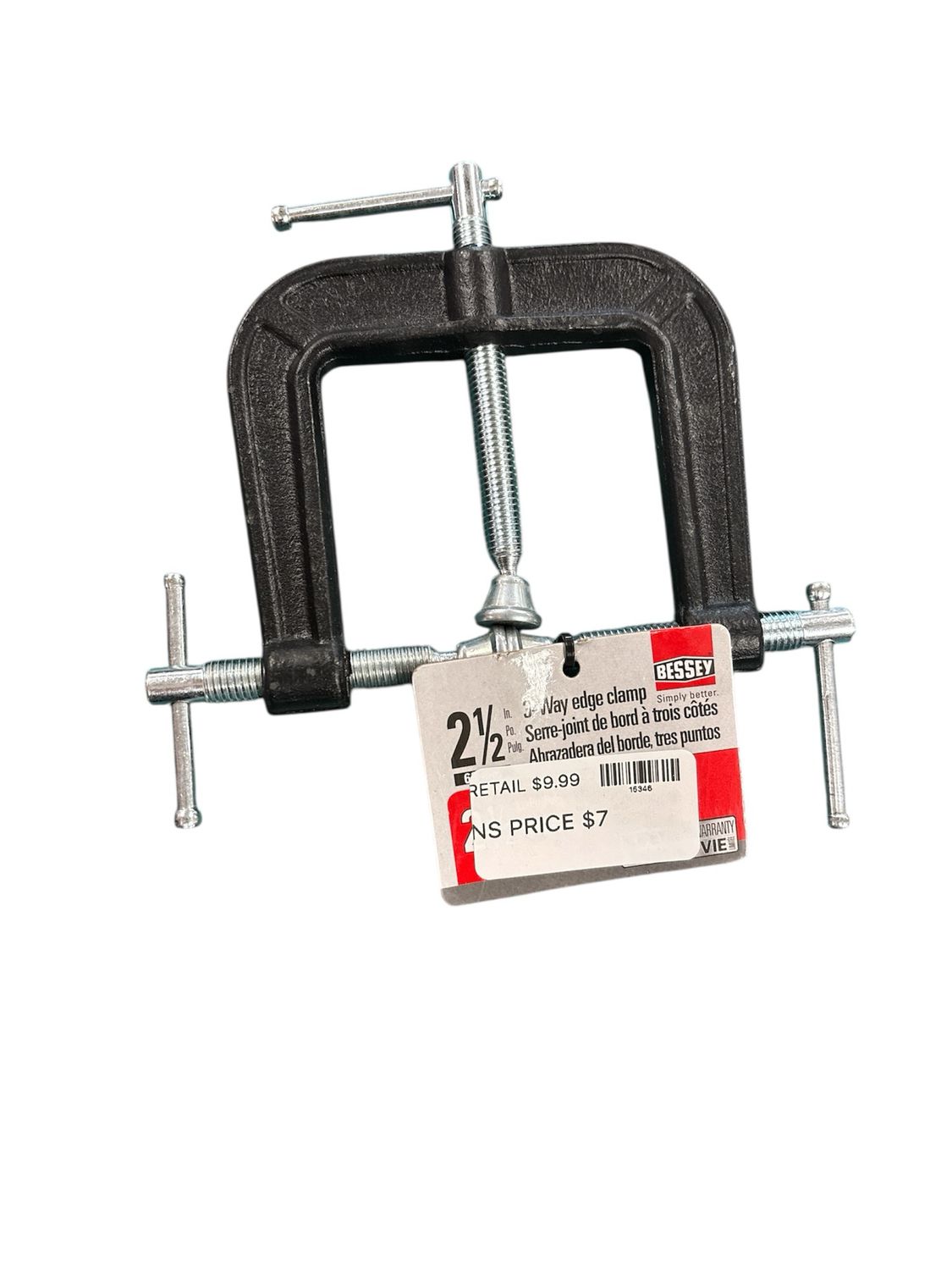 BESSEY 2-1/2 in. Capacity 3-Spindle Drop Forged Edge Clamp with 2-1/2 in. Throat Depth B-EC3