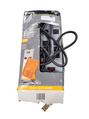 Commercial Electric 15 ft. 10-Outlet Metal Surge Protector, Gray YLPT-46-1
