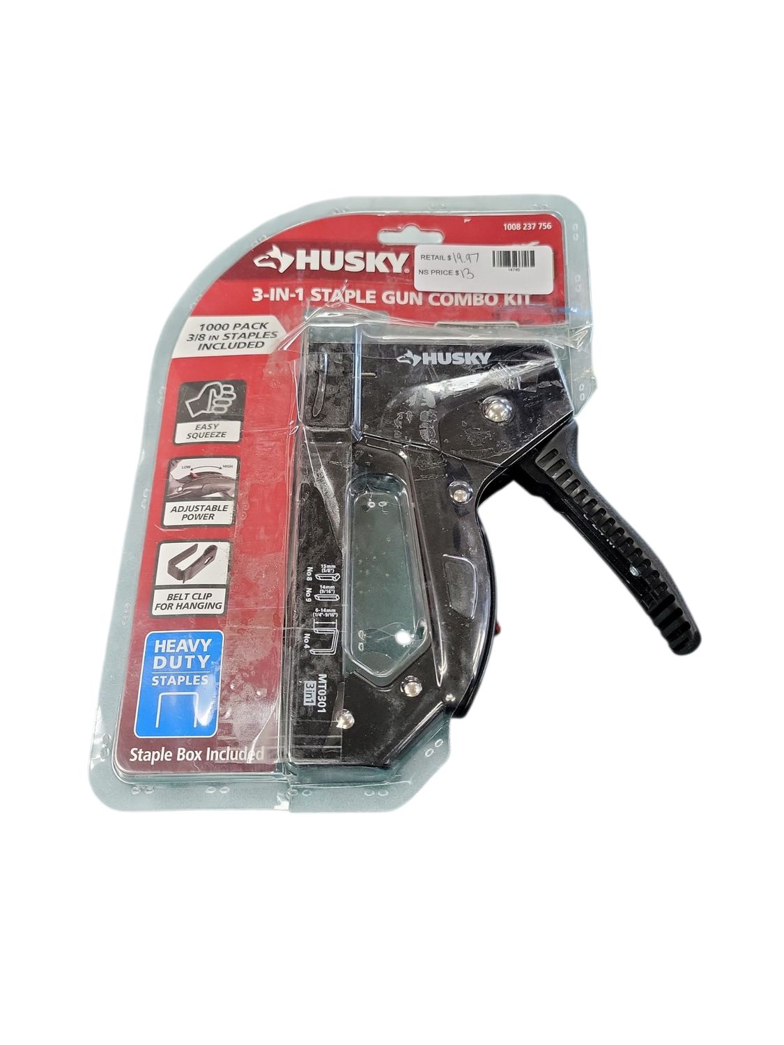 Husky Metal Staple Gun Set with 1000-Pieces 3/8 in. Staple M50270kit