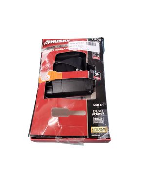 Husky 1000 Lumens Dual Power Compact Rechargeable Headlamp 91308