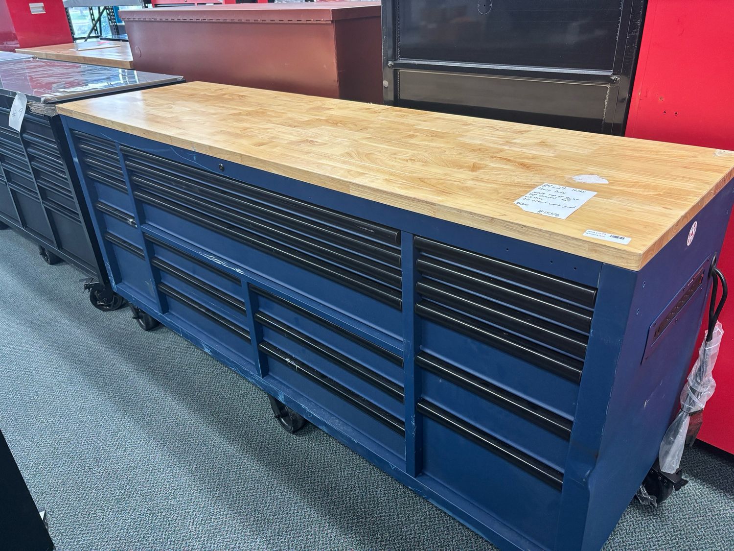 Husky Tool Storage Heavy Duty 84 in. W x 24 in. D Matte Blue Mobile Workbench Cabinet HOTC8422BL2M  .