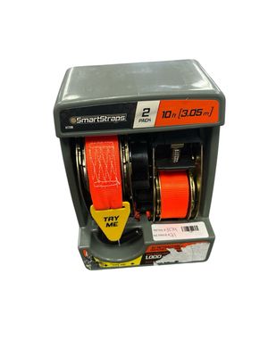 SmartStraps 10 ft. x 1.5 in. Orange Retractable Ratchet Tie Down Straps with 1,000 lb. Safe Work Load - 2 pack 173W