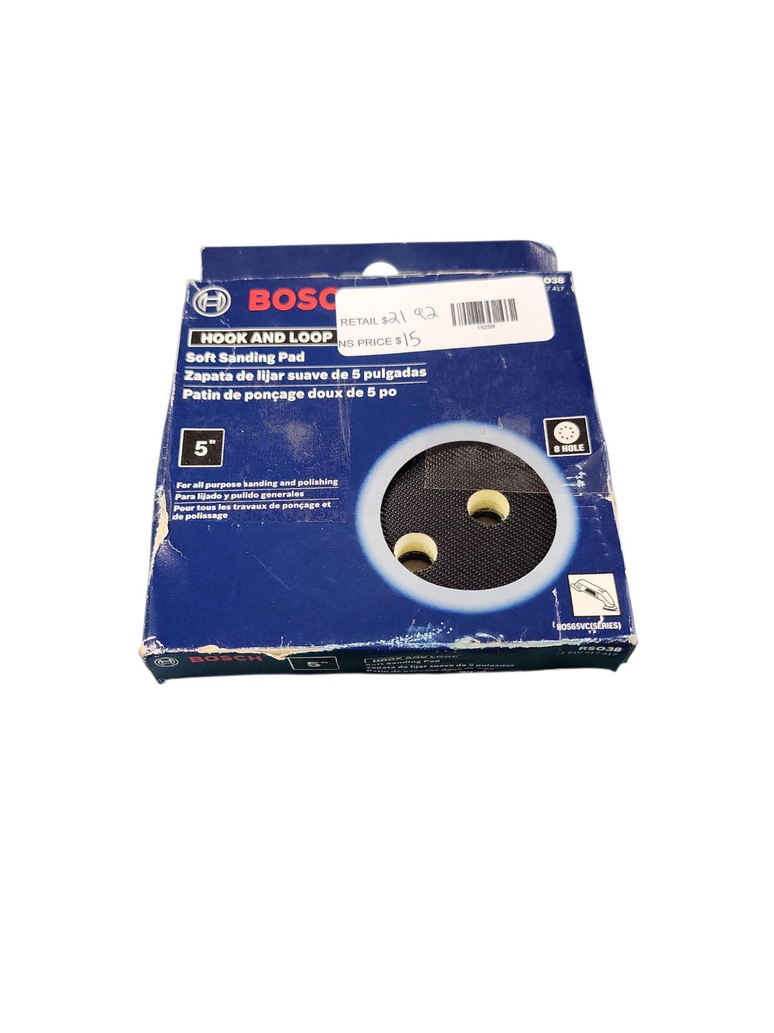 Bosch 5 in. 8-Hole Soft Duro Hook and Loop Sander Backing Pad for ROS65VC Sander RS038