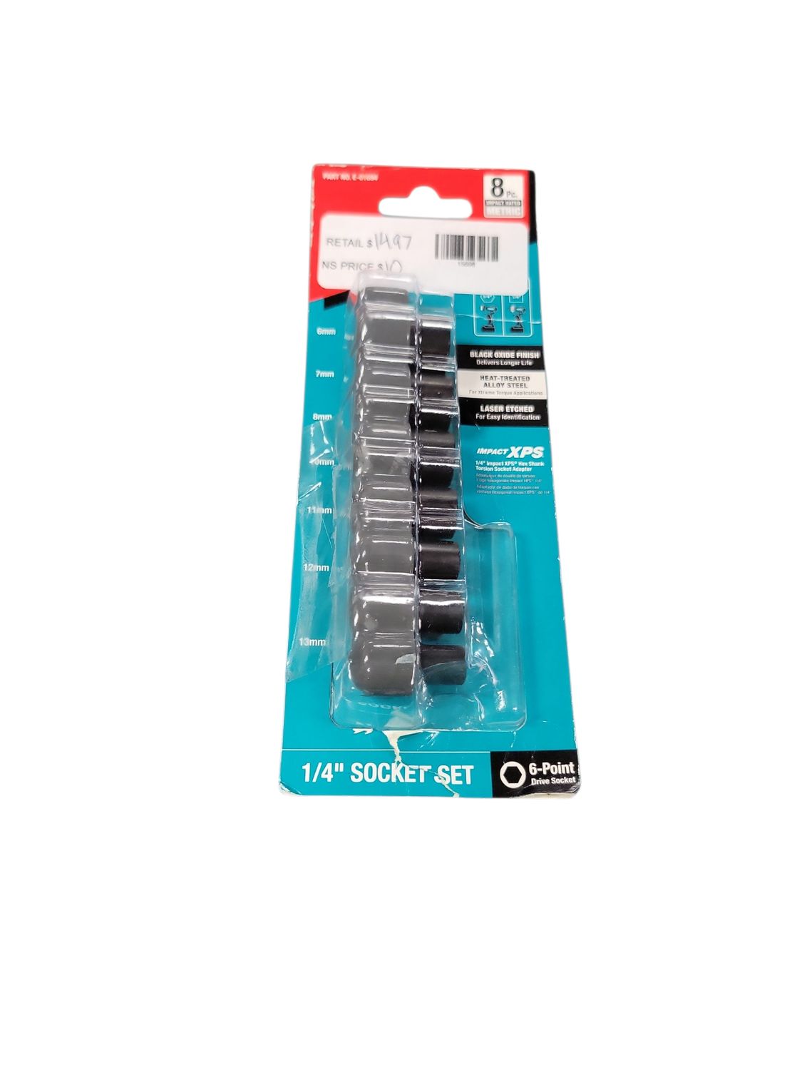 Makita ImpactXPS 1/4 in. Drive 6-Point Metric Impact Socket Set with Standard Socket Adapter (8-Piece) E-01694