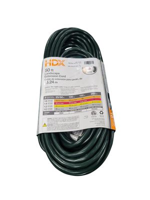 HDX 50 ft. 16/3 Light Duty Indoor/Outdoor Landscape Extension Cord, Green HD#809-543