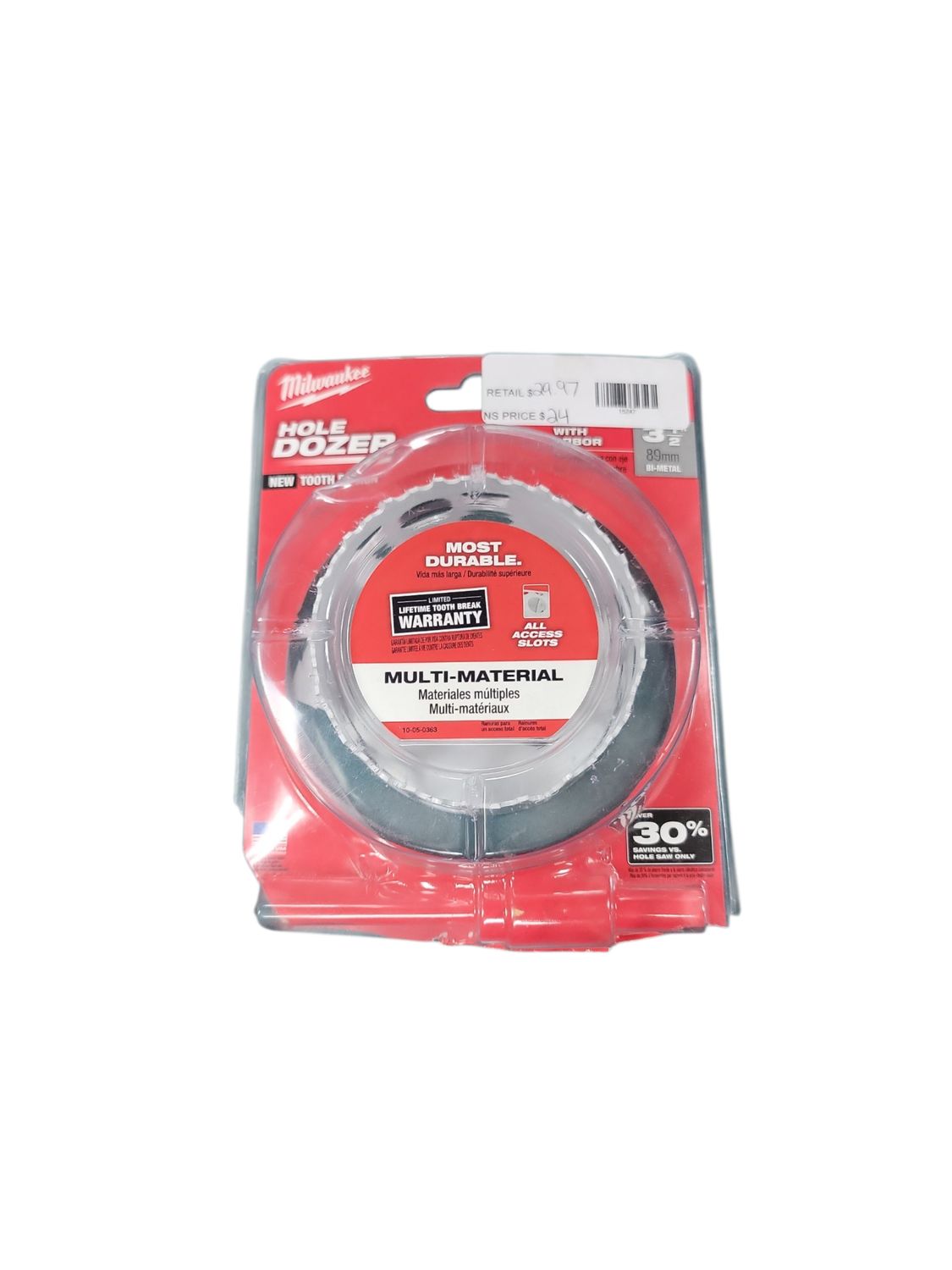 Milwaukee 3-1/2 in. HOLE DOZER Bi-Metal Hole Saw with 3/8 in. Arbor and Pilot Bit 49-56-9682