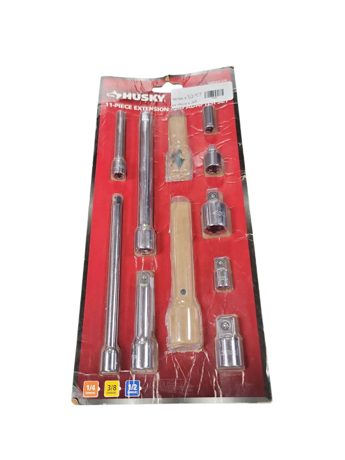 Husky 1/4 in., 3/8 in. and 1/2 in. Drive SAE and MM Extension and Adapter Set (11-Piece) HACCY11PCRM