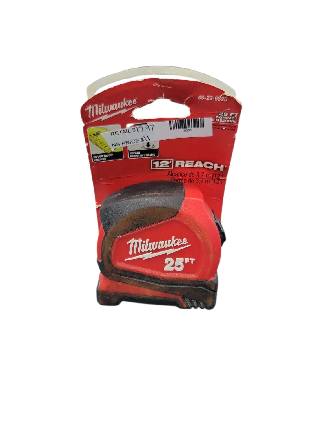 Milwaukee Compact 25 ft. SAE Tape Measure with Fractional Scale and 9 ft. Standout 48-22-6625 .