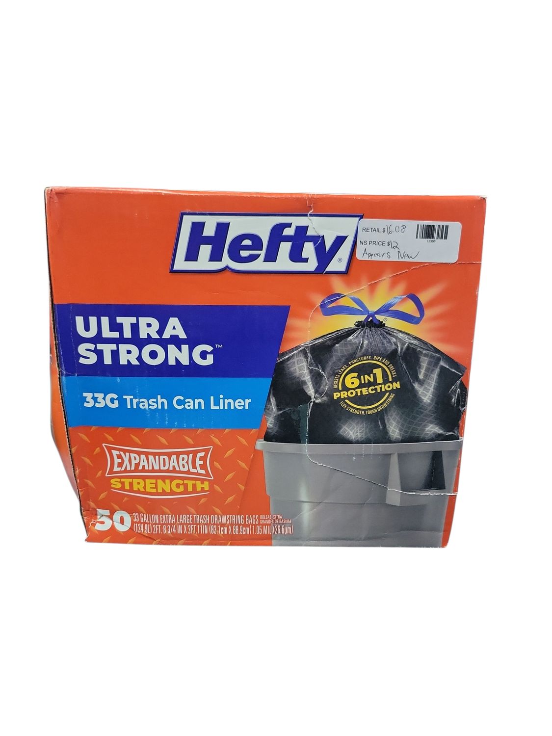 Hefty Ultra Strong Draw String 33 Gal. Trash Bags (50-Count) 00E8357400AC