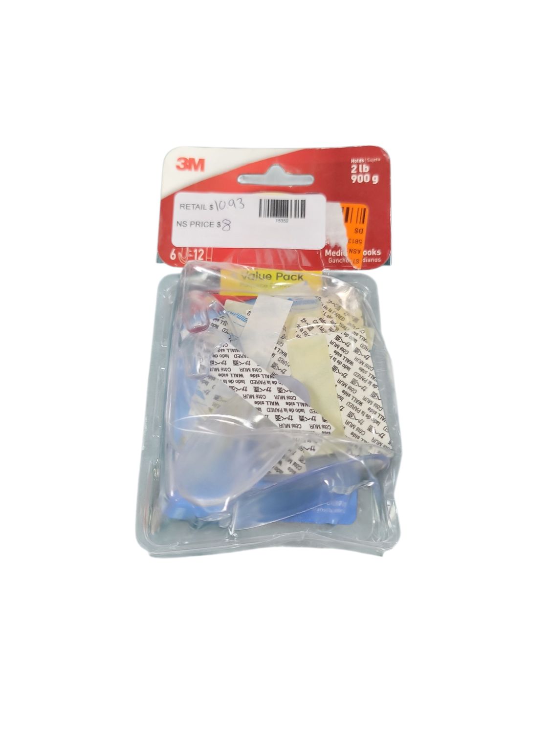 Command 2 lb. Medium Clear Hook Value Pack (6 Hooks, 12 Strips) 17091CLRVP  .