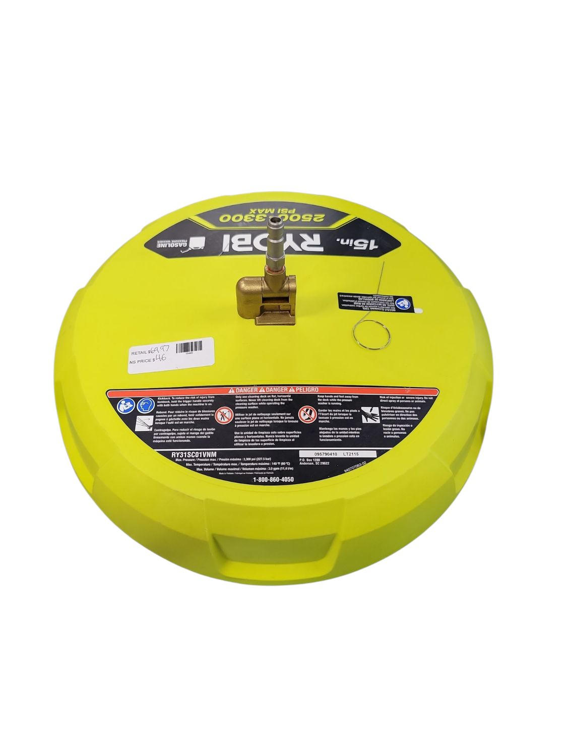 RYOBI 15 in. 3300 PSI Surface Cleaner for Gas Pressure Washer RY31SC01