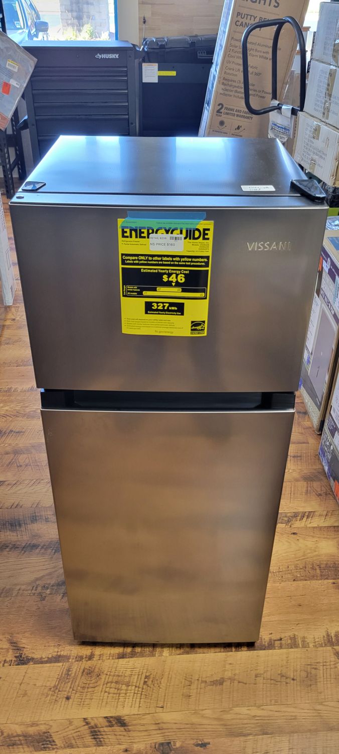Vissani 4.5 cu. ft. 2-Door Mini Refrigerator in Platinum Steel with Freezer HVDR45PS