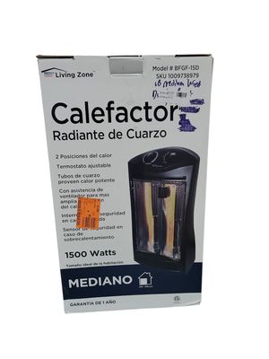 Living Zone 1500-Watt Black Electric Tower Quartz Infrared Space Heater with Thermostat BFGF-15D .