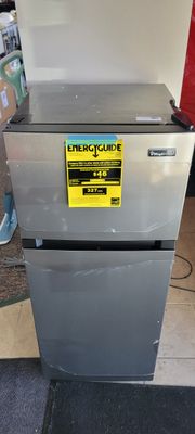 Magic Chef 18.5 in. W, 4.5 cu. ft. 2-Door Mini Refrigerator, with Freezer in Platinum Steel HMDR45PS .