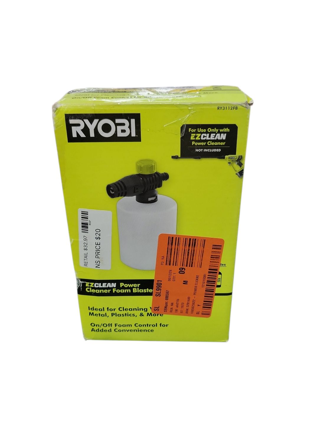 RYOBI EZClean Power Cleaner Foam Blaster Compatible With RYOBI Power Cleaners up to 600 PSI RY3112FB