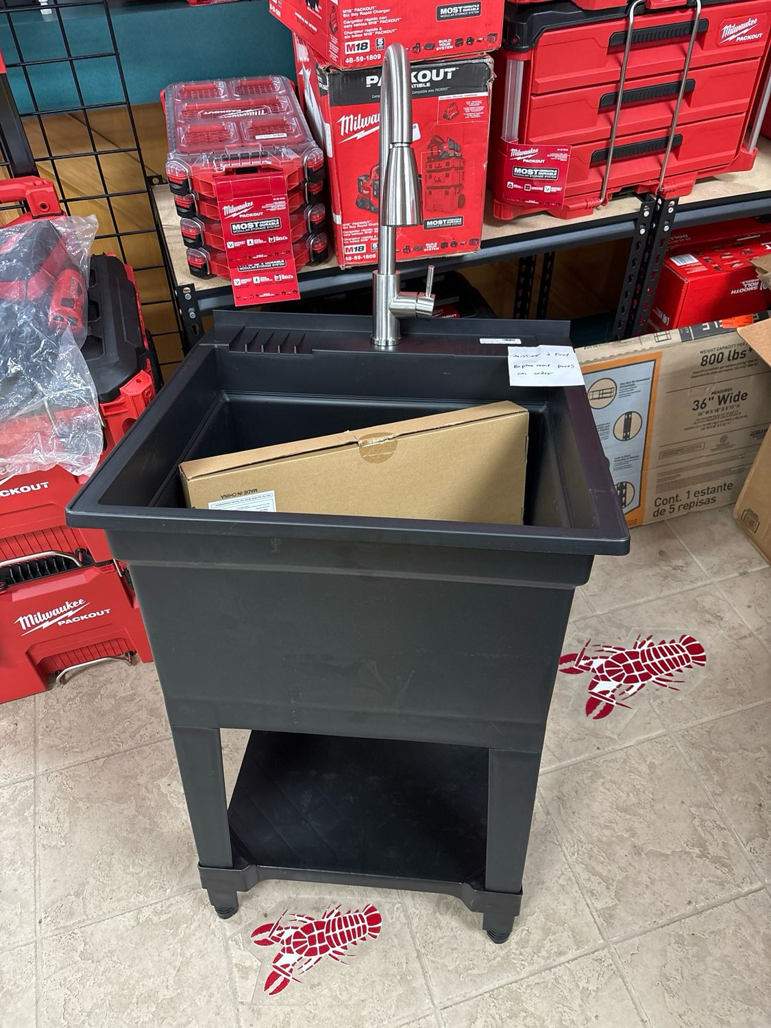 Glacier Bay 24 in. W x 24 in. D x 35 in. H Freestanding Laundry/Utility Sink in Black with Stainless Steel Pull-Down Faucet 999-HUT24BKTHD